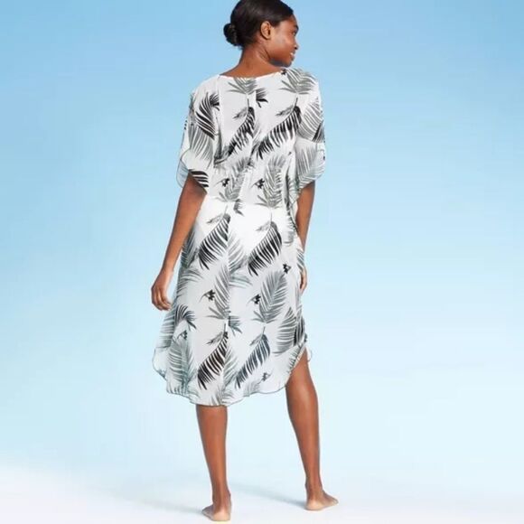 New Botanical Print Midi Swim Suit Coverup M - Picture 3 of 5